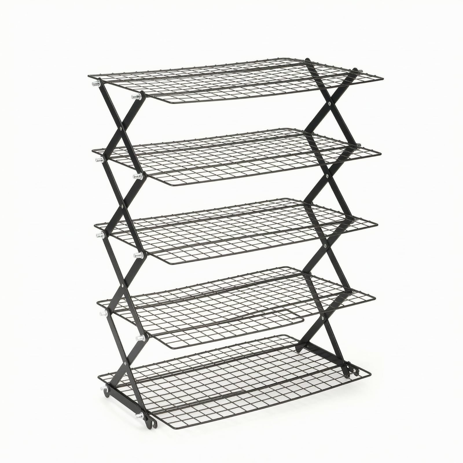 Griglia Raffreddamento Pieghevole Griglia Cucina Supporto Torte Vassoio Biscotti Impilamento Verticale per Risparmio Spazio Altezza Variabile Stabile, 5 Layers