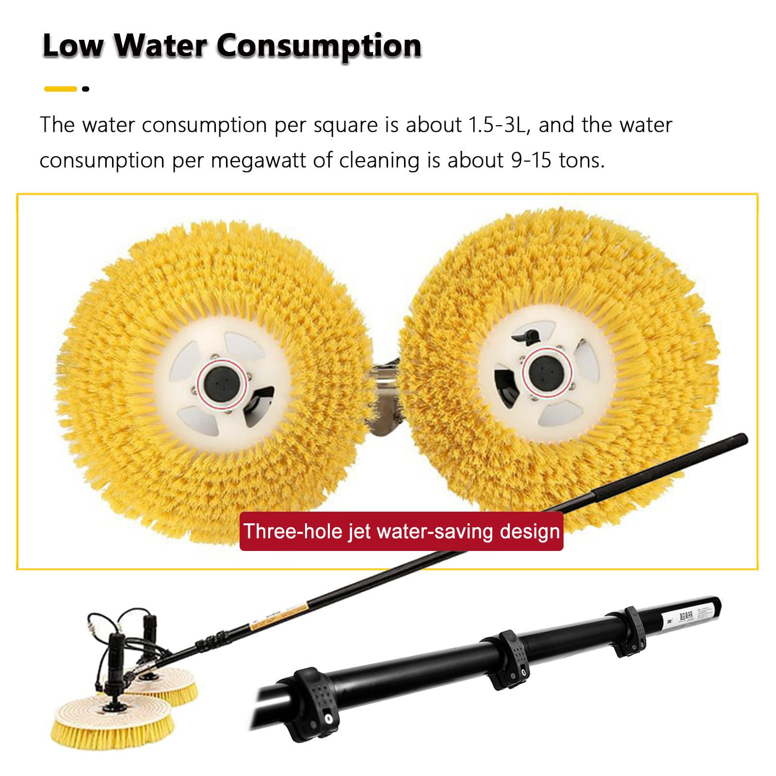 Pulitore per pannelli solari da 3,5 m/5,5 m/7,5 m, kit di lavaggio per finestre con asta di prolunga, spazzola automatica ad acqua, robot per la pulizia, kit di pulizia del pannello solare