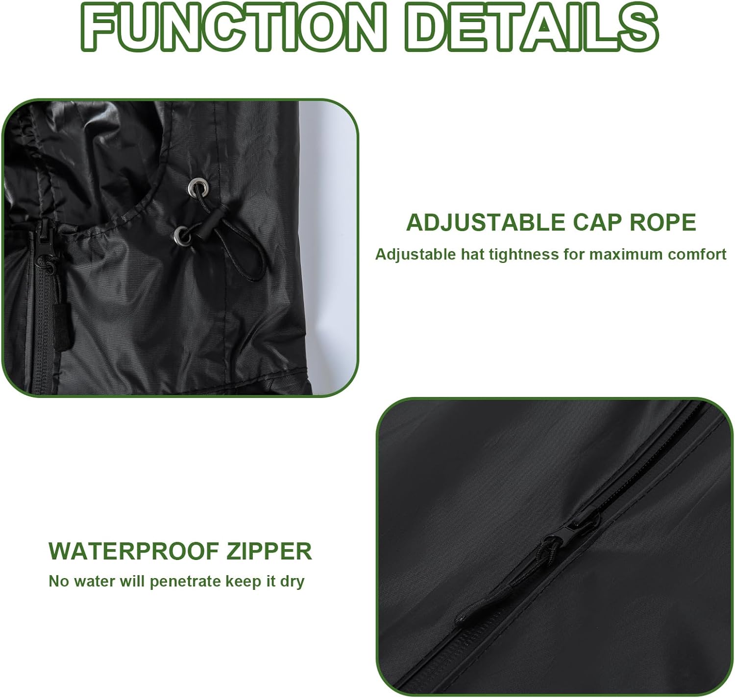 Hooded Rain Ponchos for Adult - Rain Coat and Rain Jacket with Waterproof Pocket and Zipper - Image 5