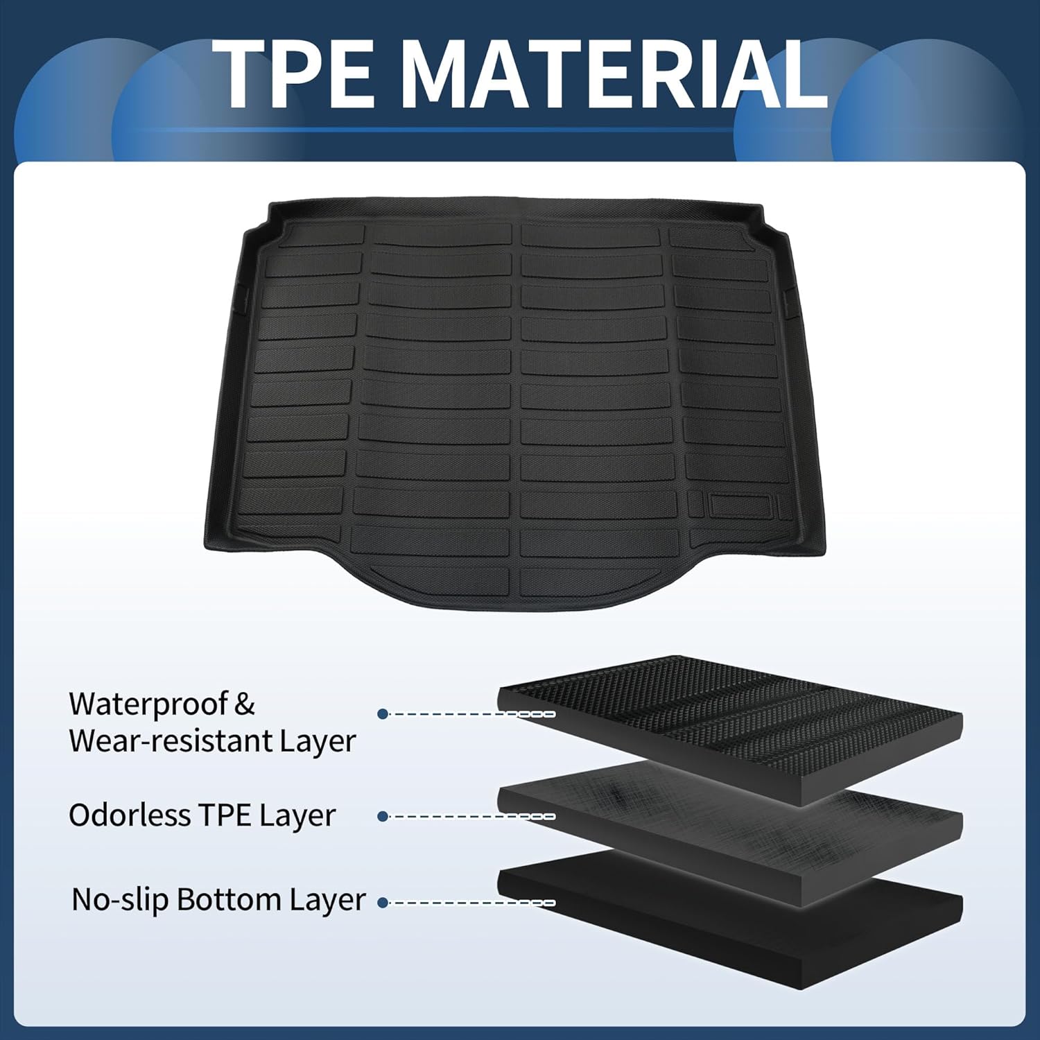 Rear Trunk Mat for Chevrolet Trax 2014-2023 Upgrade TPE Cargo Liner All Weather Protection Cargo Mat Replacement for Buick Encore 2013-2023 Not Fit for Buick Encore GX Black