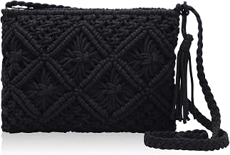 Risipu Women Straw Messenger Bag Zipper Handbag Simple Small Beach Shoulder Bag Handmade Clutch Bags Crossbody Bags