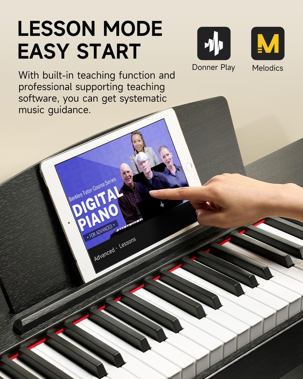 Donner DDP-50 Weighted Digital Piano 88 key Keyboard for Beginner, Full Size Electric Piano Keyboard with Furniture Stand and 3 Pedal Unit