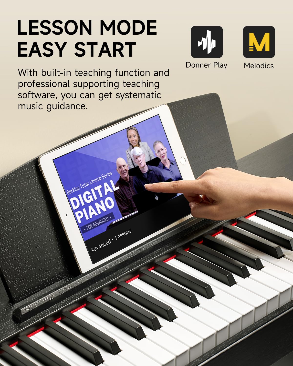 Donner DDP-50 Pianoforte Digitale Pesato 88 Tasti per Principianti, Tastiera Elettrica Full Size con Supporto e 3 Pedali