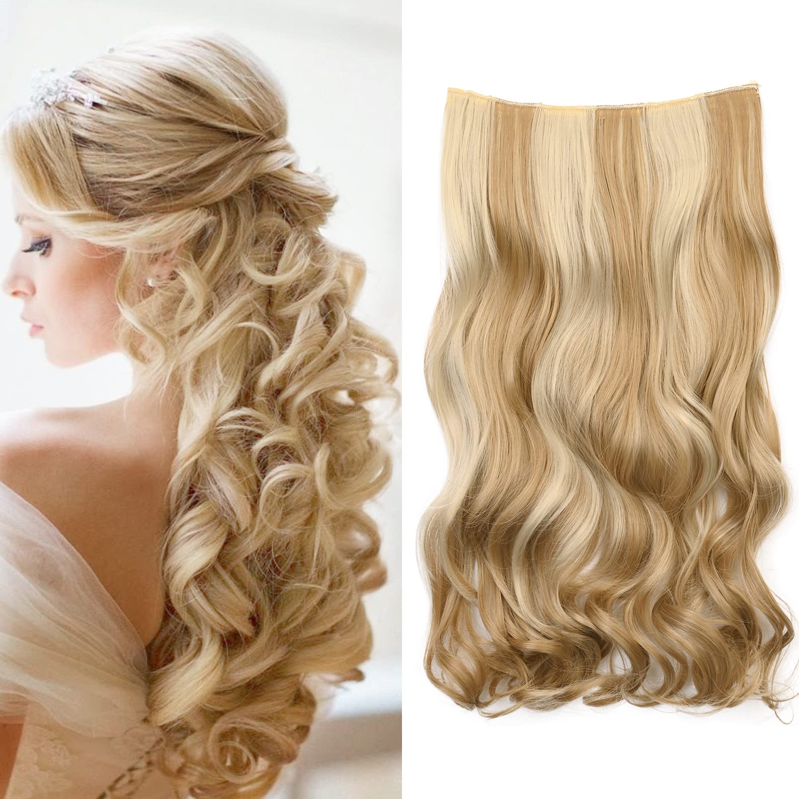 Amazon.com : REECHO 20" 1-Pack 3/4 Full Head Curly Wave Blonde Mixed Hair  Color Clips in on Synthetic Hair Extensions Hairpieces for Women 5 Clips  4.5 Oz per Piece - Medium Blonde