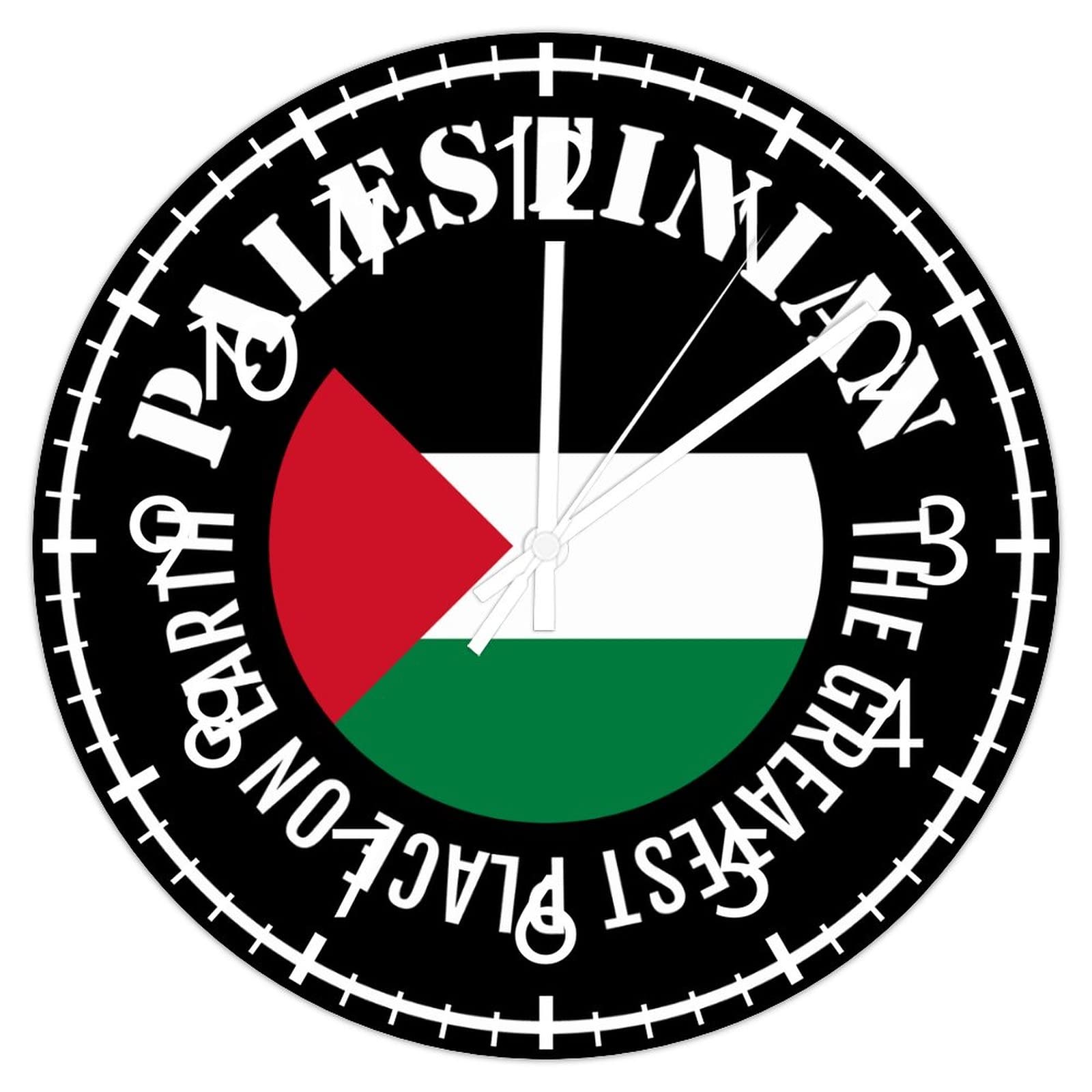 Horloge murale drapeau palestinien lisible et facile suspendre en PVC