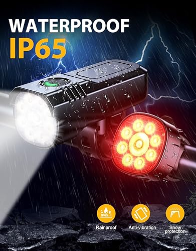 Miniatura 5 de Luces de bicicleta superbrillantes de 1000 lúmenes para conducción nocturna, 8+7 modos de luces de bicicleta de aleación de aluminio resistentes