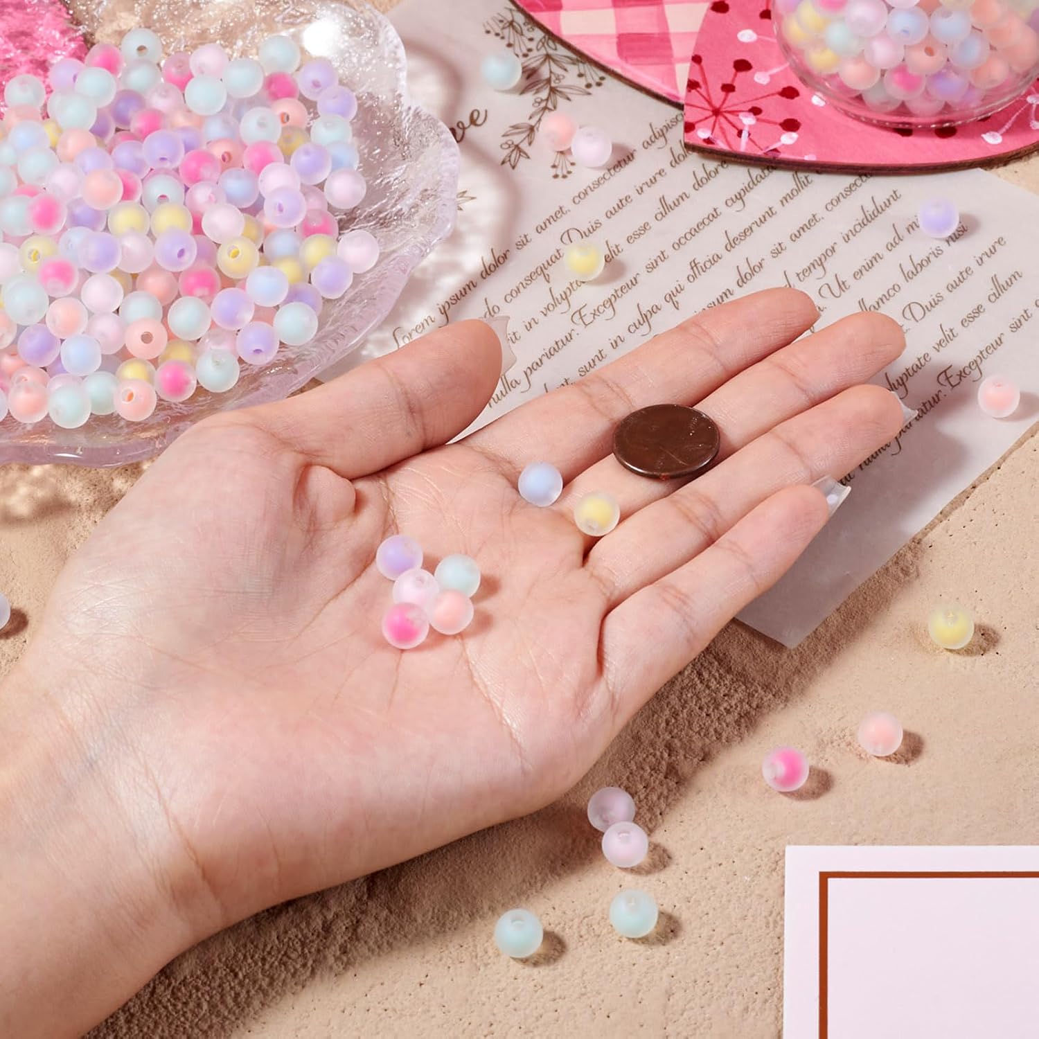 544Pcs Frosted Pastel Acrylic Beads 8mm Round Focal Beads Matte Cute Candy Bead Spacers Kawaii Aesthetic Bead for Crafts DIY Beadable Pens Bracelet Jewelry Making Supplies - Image 4