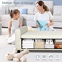 Vista 4 de Babion Banco otomano de almacenamiento con brazos, banco de extremo de cama para dormitorio, banco de almacenamiento con botones para entrada, sala