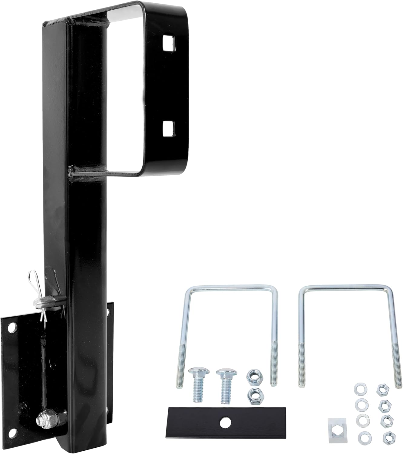 Heavy Duty Folding Spare Tire Carrier for RV Trailers, Universal 4" Square Bumper Mount for 15" & 16" Tires, Steel Wheel Holder with Quick Installation