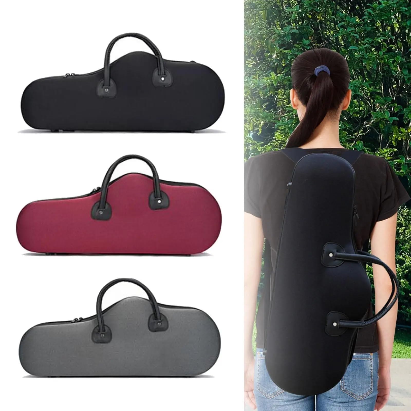 Estuche para saxofón Estuche for saxofón alto, bolsa de almacenamiento for, asa transporte, resistente a golpes, con doble cremallera, for llevar en conciertos y actuaciones(Black)