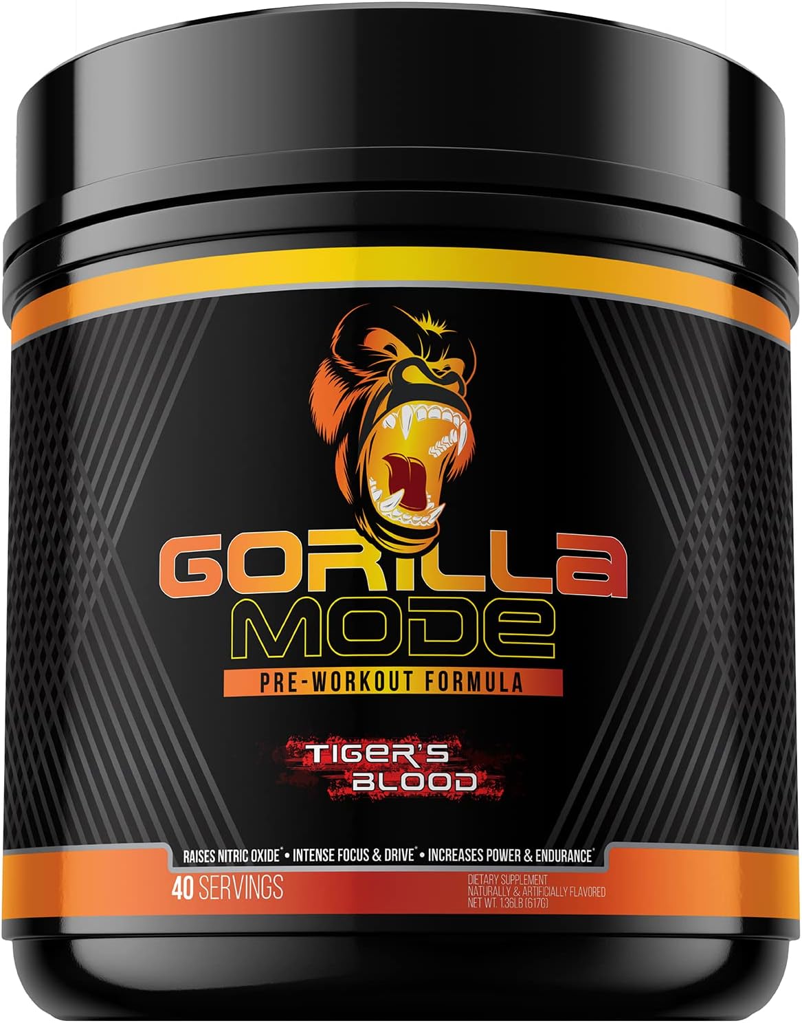 Gorilla Mode Pre Workout - Massive Pumps &middot; Laser Focus &middot; Energy &middot; Power - L-Citrulline, Creatine, GlycerPump &trade;, L-Tyrosine, Agmatine, Kanna, N-Phenethyl Dimethylamine Citraat - 617 Grams Tigers Blood