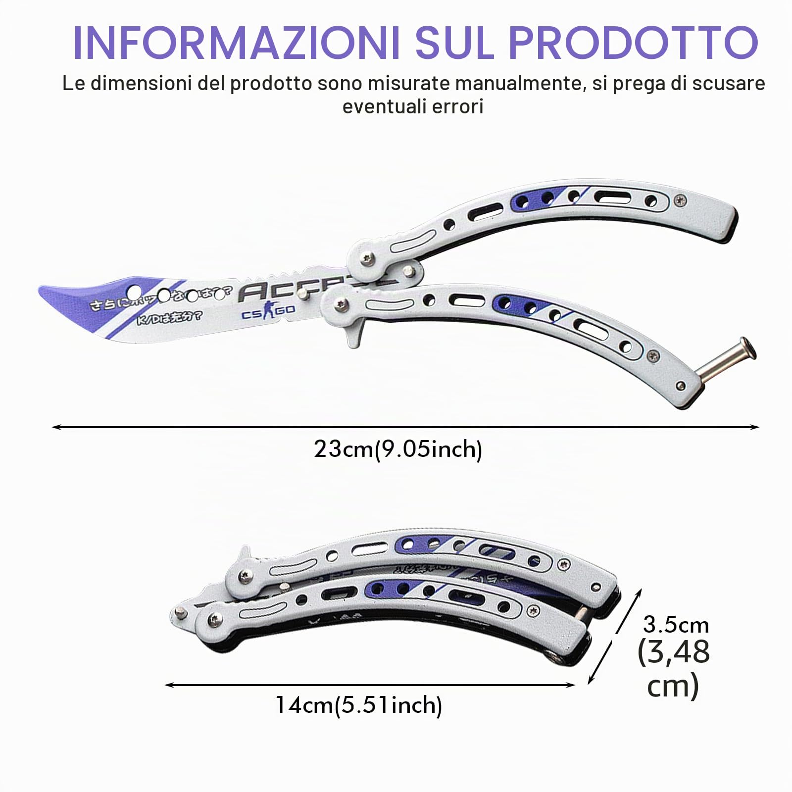 Butterfly Trainer: 2 pezzi coltelli a farfalla pieghevoli per allenamento lama non affilata pettine a farfalla in acciaio inossidabile per coltello Balisong da allenamento principianti