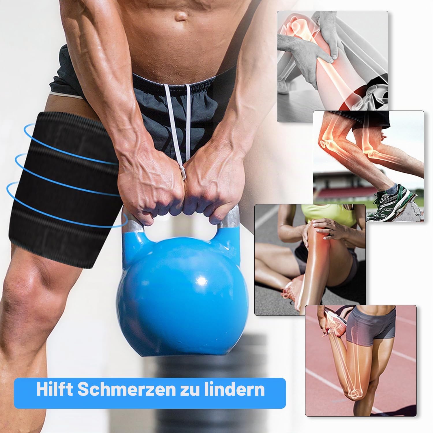 supregear Oberschenkelbandage, Oberschenkelstütze, Verstellbare Oberschenkel Kompressions Rutschfest für Kniesehne, Quad, Leistengegend, Muskelfaserriss, KrämpfeLeistengegend, Frauen Männer