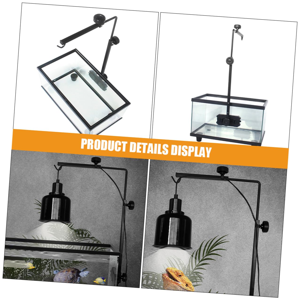 Garneck Supporto Regolabile per Lampada da Basking Tartarughe e Rettili Staffa in Robusta per Acquari e Vasche Accessorio per Illuminazione Serbatoio
