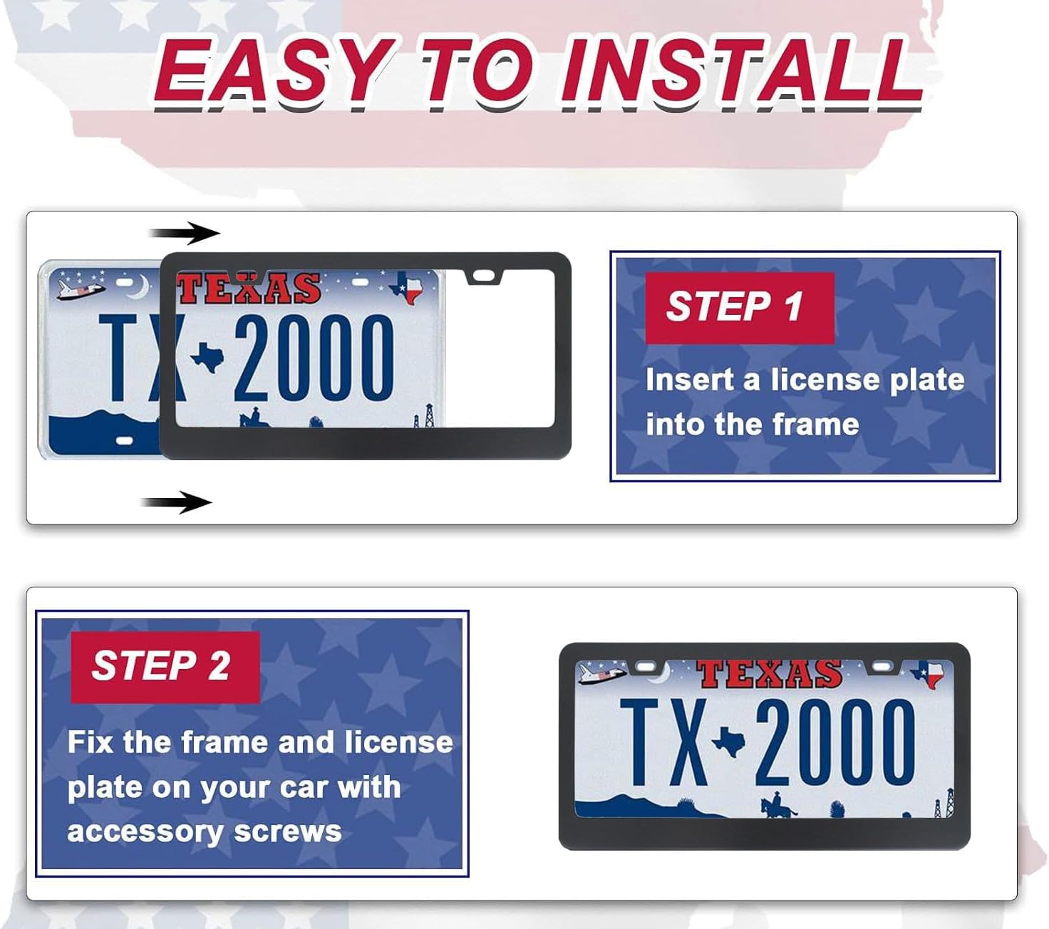 Tri-Color German Flag License Plate Frame-2PCS Metal Stripes Design Germany License Plate Holder Cover Car Accessories Car Tag Frames,Not Block State Tags,with Anti-Theft Caps