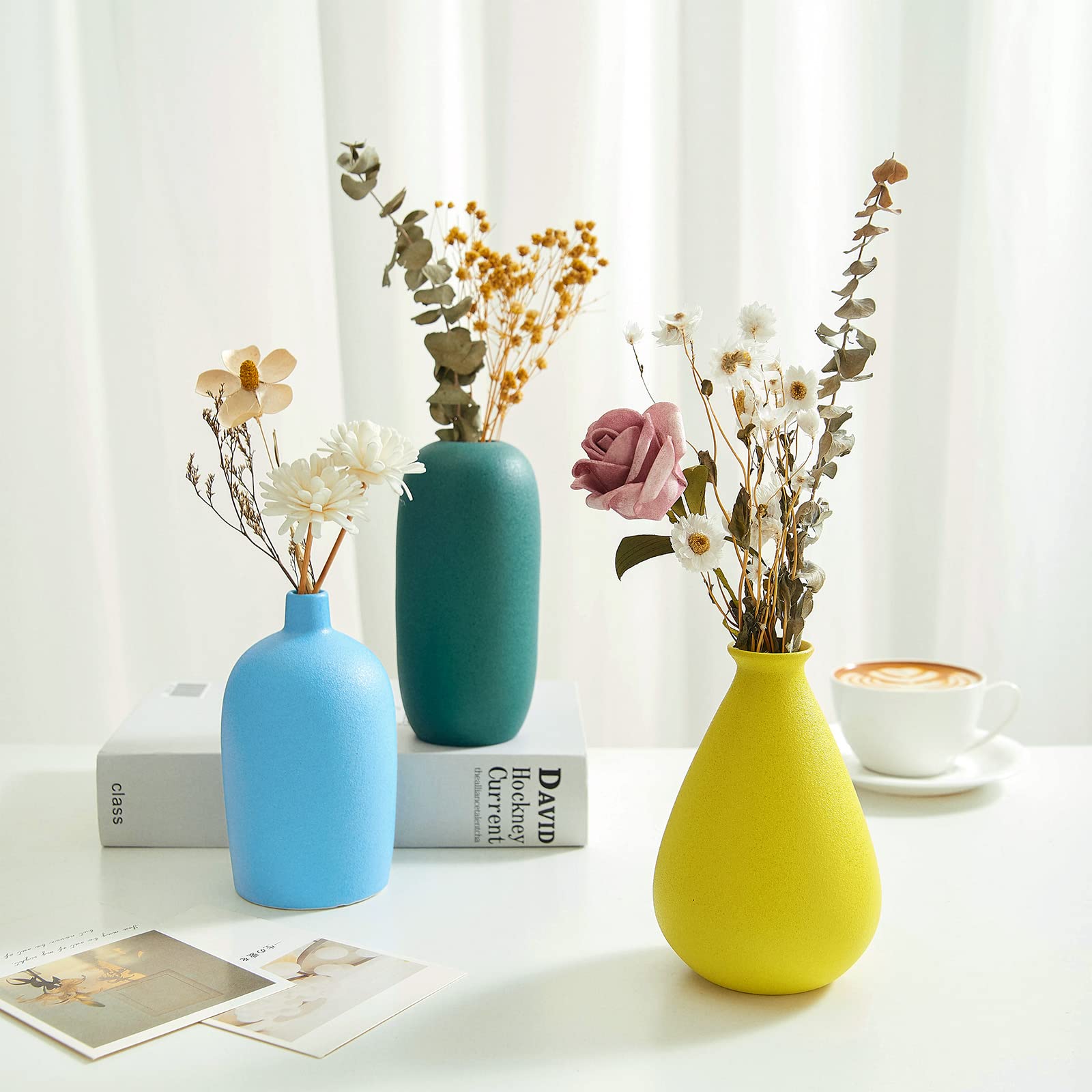 Amazon.co.jp: 花瓶 3個セット 小さな花 セラミック花瓶とつぼみの花瓶