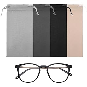 BDEPSTR Brillenetui Set - 4 Stück Weiche Mikrofaser Taschen Mit Putztüchern