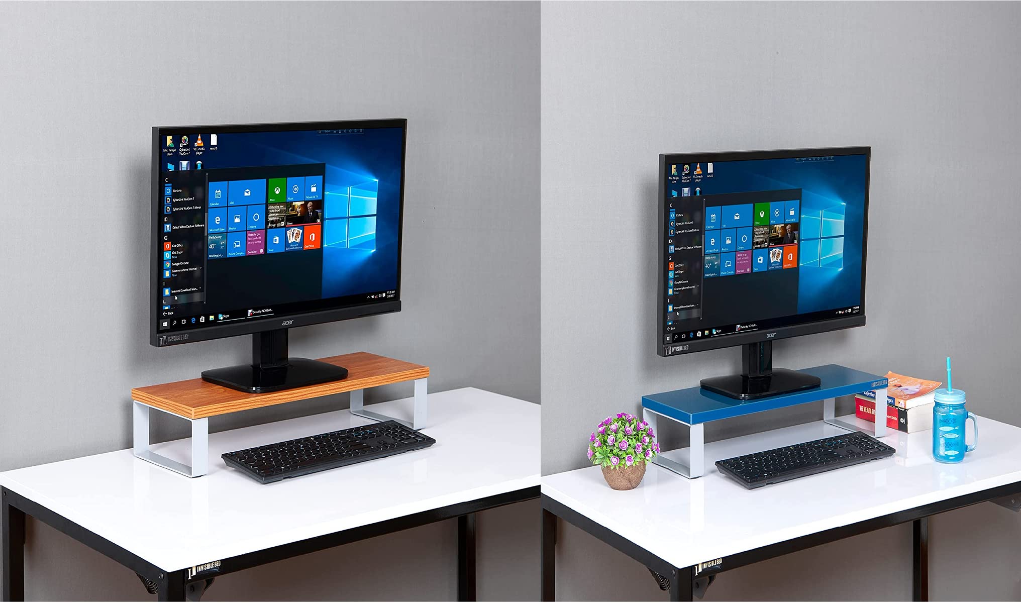 INVISIBLE BED Monitor Riser Stand for 2 Computers, Laptop, Printer, Home Office(Multi Color)-image-34