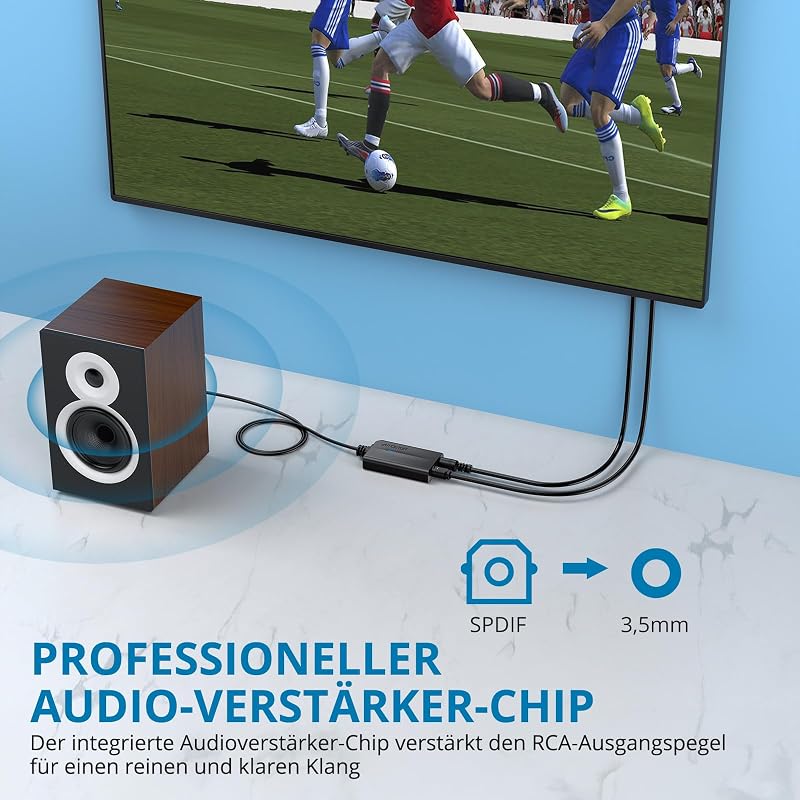 AUTOUTLET DAC Konverter 192kHz Digitális Analóg Audio Átalakító SPDIF Toslink 3.5mm Jack Kábellel TV Fejhallgató Gaming