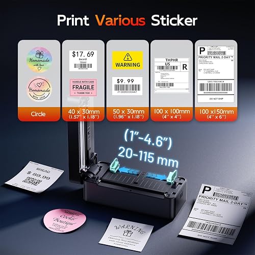 TATTMUSE Imprimante d'étiquettes d'expédition 4x6 pour Connectivité Bluetooth et USB, Imprimante Thermique Etiquette Compatible avec Vinted, Amazon, Cdiscount, Leboncoin, UPS, Shopify, Colis - 6