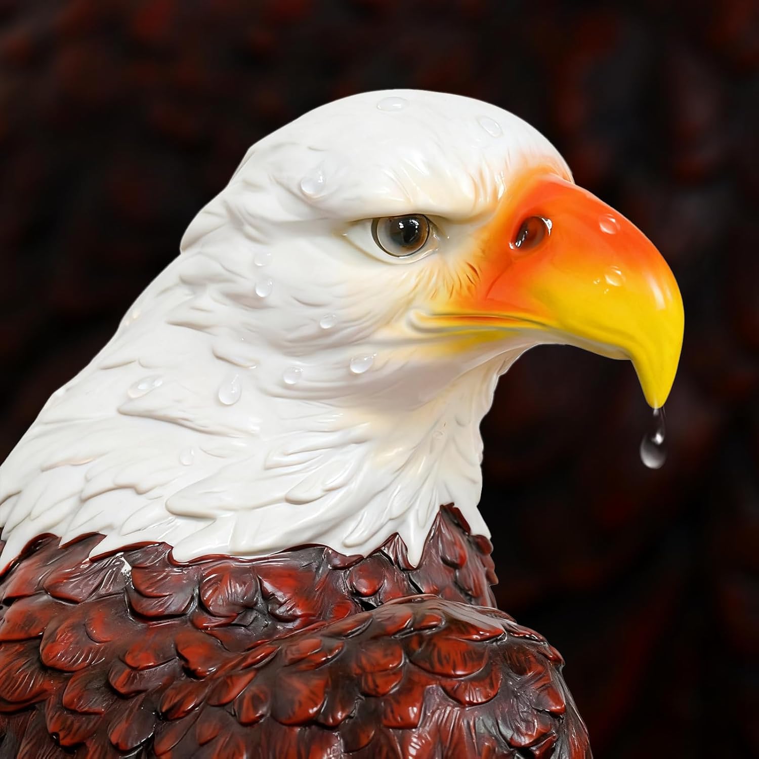 24.4" Large American Eagle Statue，Bald Eagle Hand-Painted Resin Sculpture，Majestic Freedom Bird Figurine for Indoor Outdoor Garden, Yard, Patio & Office Decor