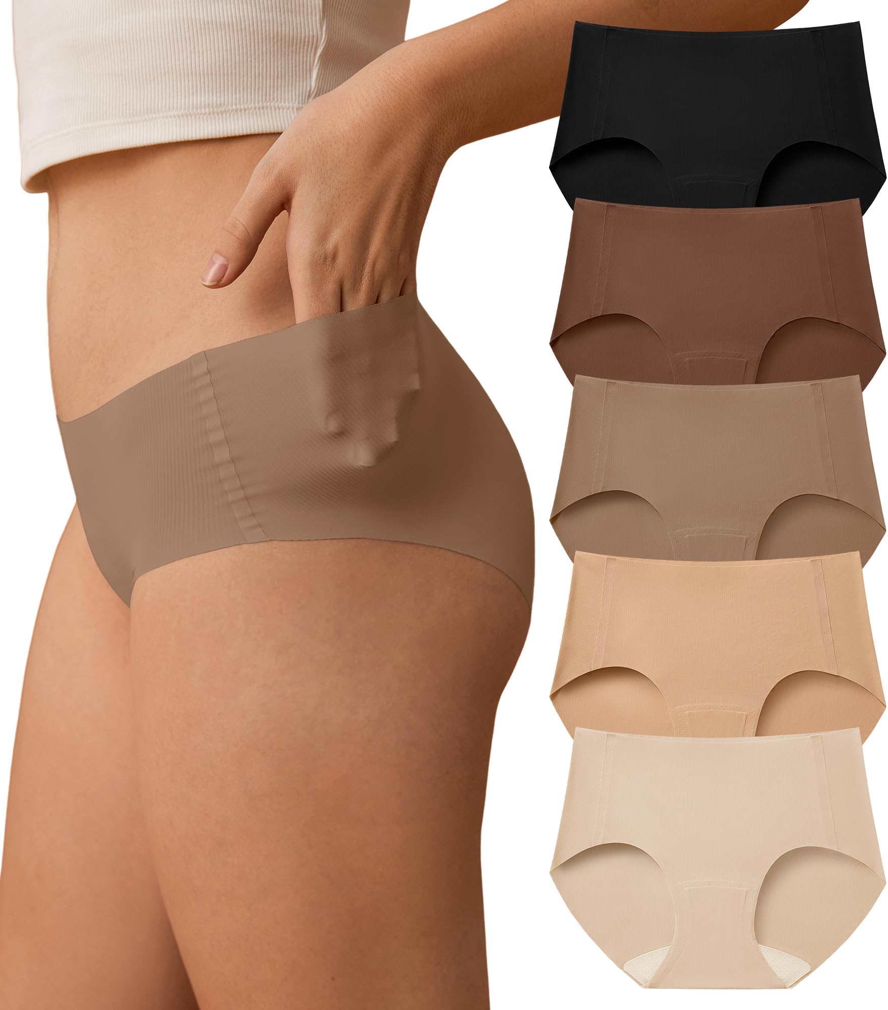 Womens Seamless Underwear No Show Hipster Panties Invisible Lightweight Nuage Bikinis Briefs Microfiber Pack