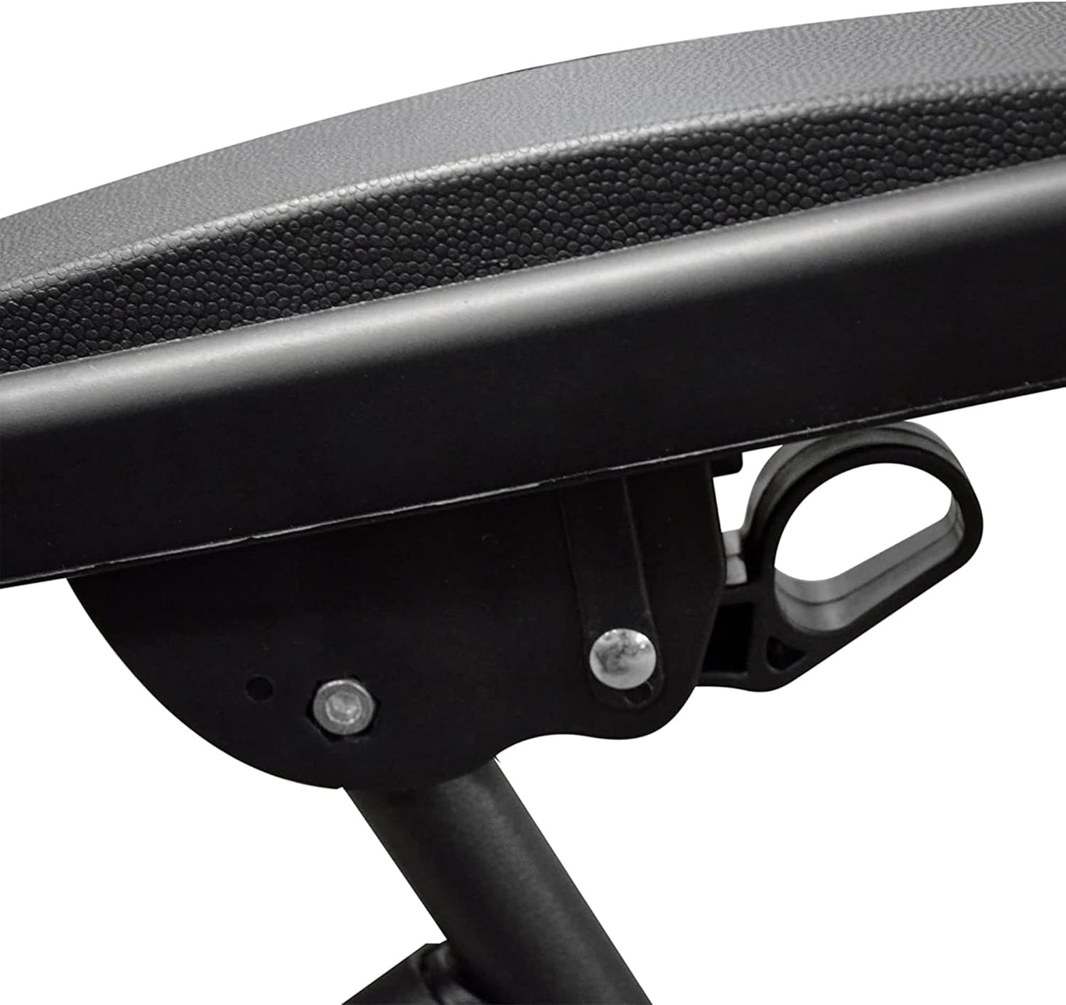 Close-up of the dual fingertip locking system on the armrest of the chair