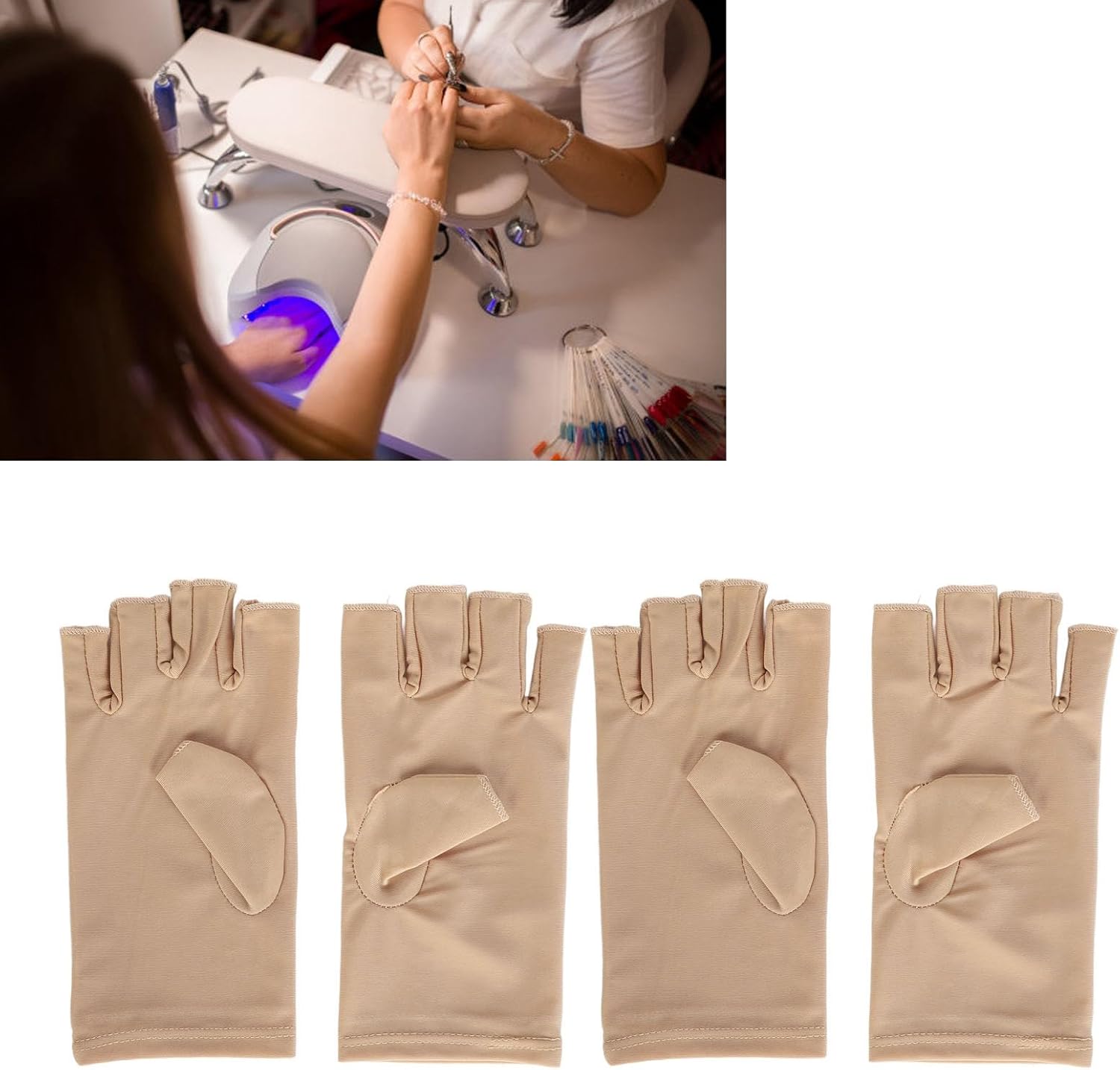 Dioche Professional Gloves for Nails Full Coverage Finger Nail Gloves for Gel Nail Lamp Manicures with Breathable Comfortable, Black (colour)