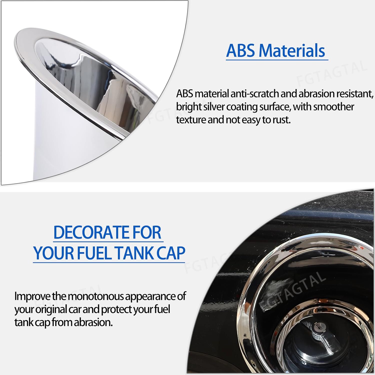 Gas Cap Fuel Filler Door Cover Compatible with Hummer H3 2005-2009, ABS Fuel Tank Cap Trim, Exterior Fuel Tank Cap Protector Trim Accessories (Bright Silver)