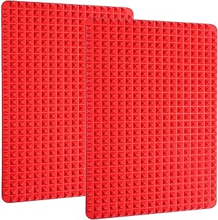 Silicone Baking Mat Cooking Pan 16"x11" 2 Pack Large Non-Stick Healthy Fat Reducing Sheet For Oven Grilling BBQ (2 Pack-Re...