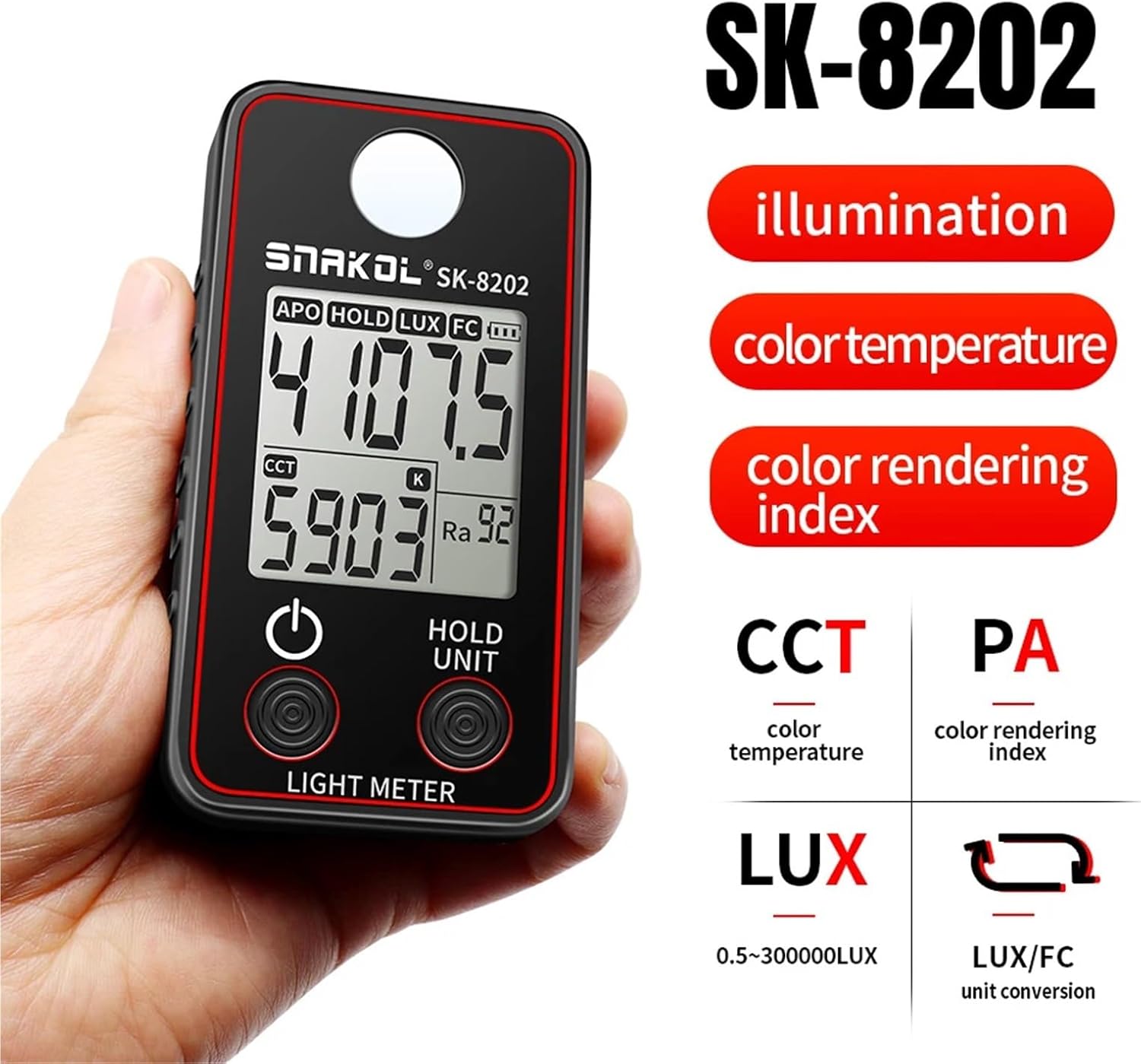 Light Meter, 0.5-300000LUX LED Illumination Test Meter Photographic Luminance Measuring Device,Light Meter Photography