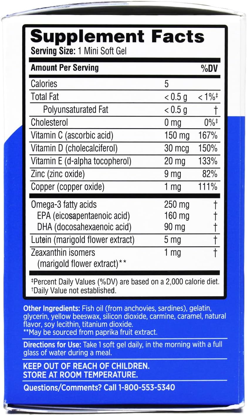 Ocuvite Eye Health Supplement with Vitamin D, Mini Softgels, 30 Count (Pack of 2)