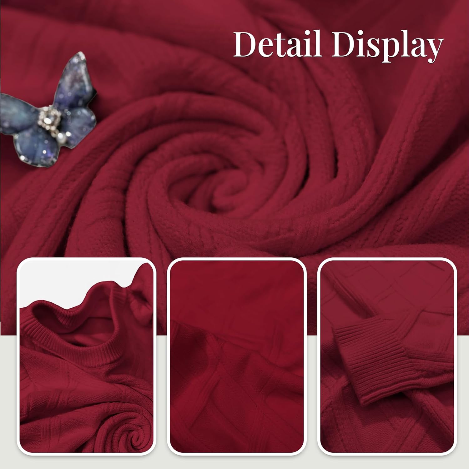 Women's Sweaters Crew Neck Pullover Cable Knit Sweaters Ribbed Casual Tops 2026 Classic Knitwear for Spring Winter - Image 5