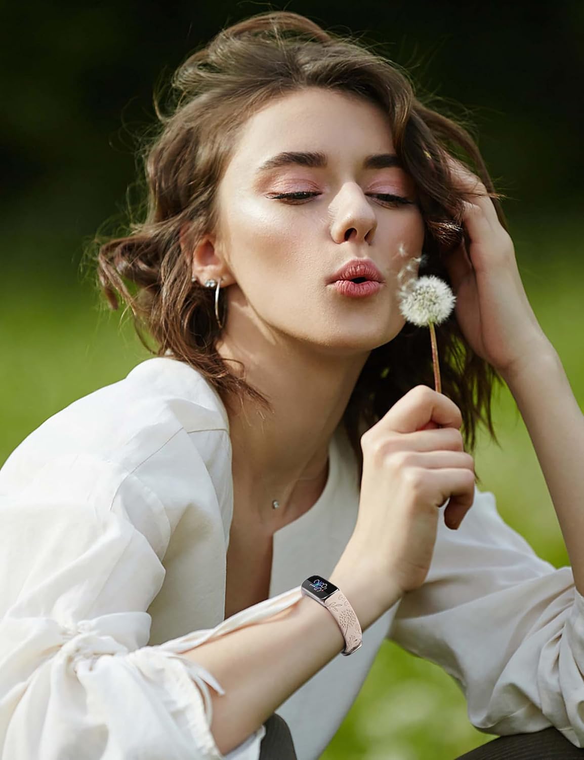 Minyee 3 Packs Compatible with Fitbit Luxe Bands for Women Soft Silicone Floral Engraved Sport Strap Dandelion Wristband Replacement for Fitbit Luxe Watch Bands/Luxe Special Edition Fitness Tracker - Image 5