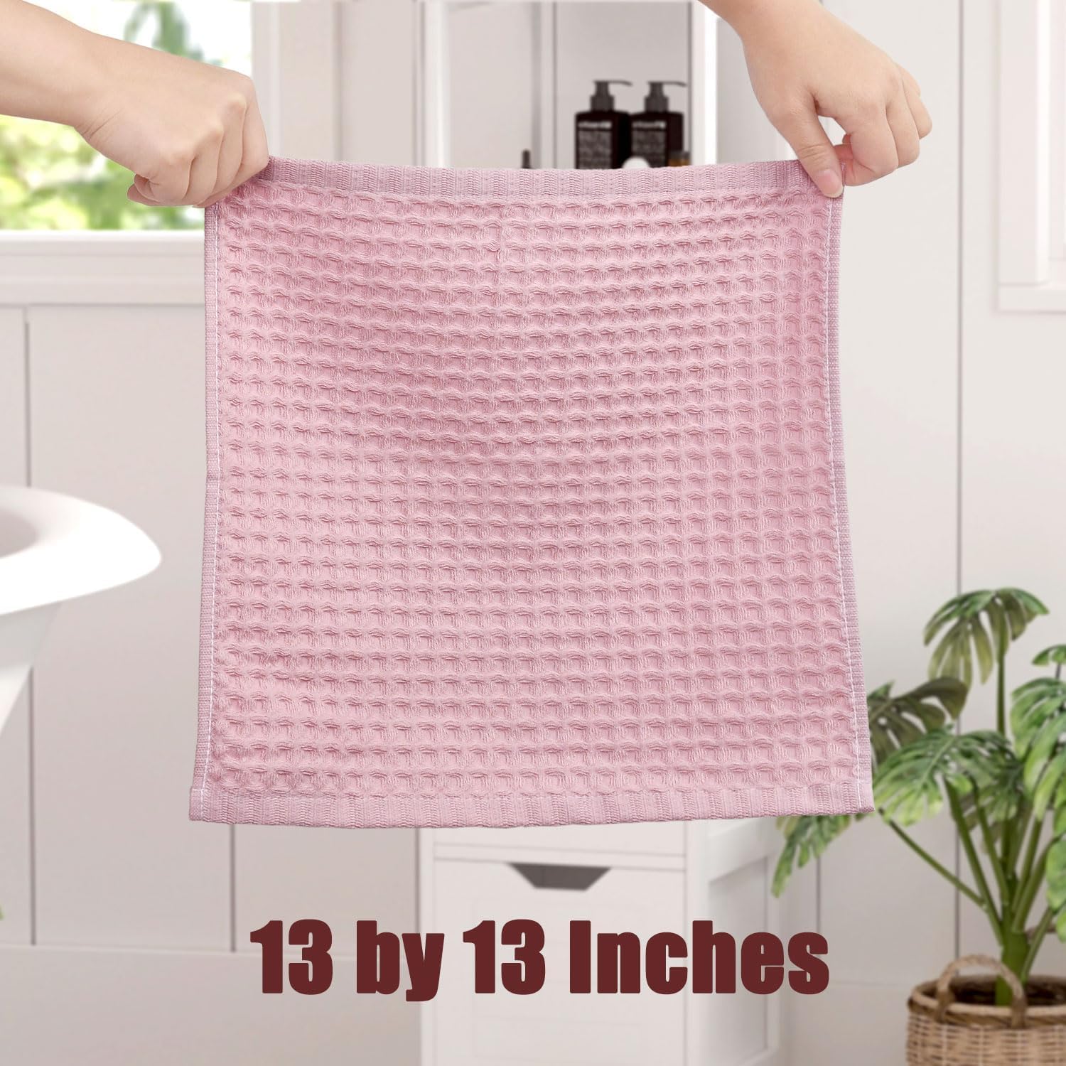 Cleanbear 100% Cotton Washcloths for Showering, 12 Pack, Pale-Pink Wash Cloths, Lightweight and Quick Drying Towels for Bathroom (13 x 13 Inches) - Image 2