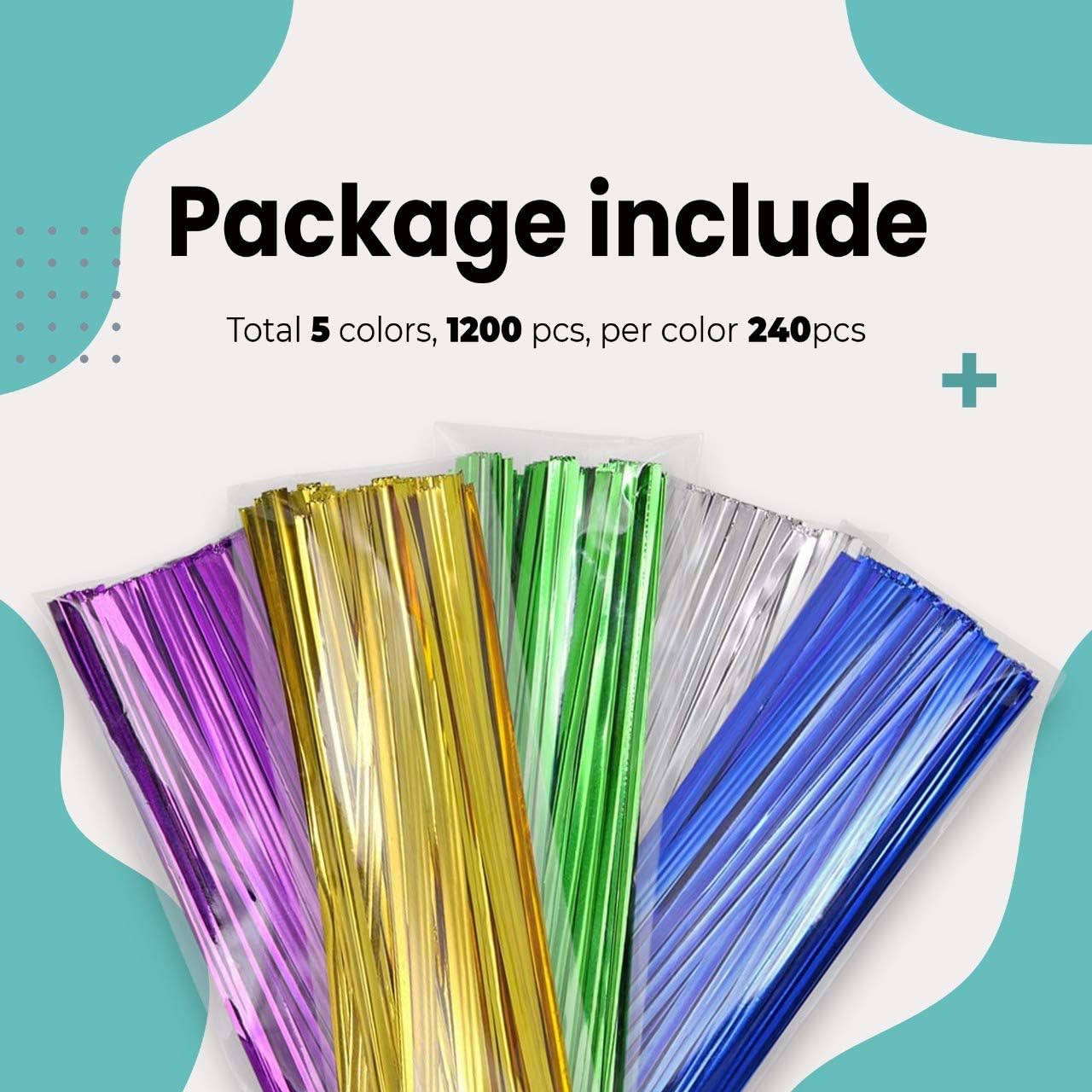 1200pcs 4” Metallic Twist Ties - Image 8