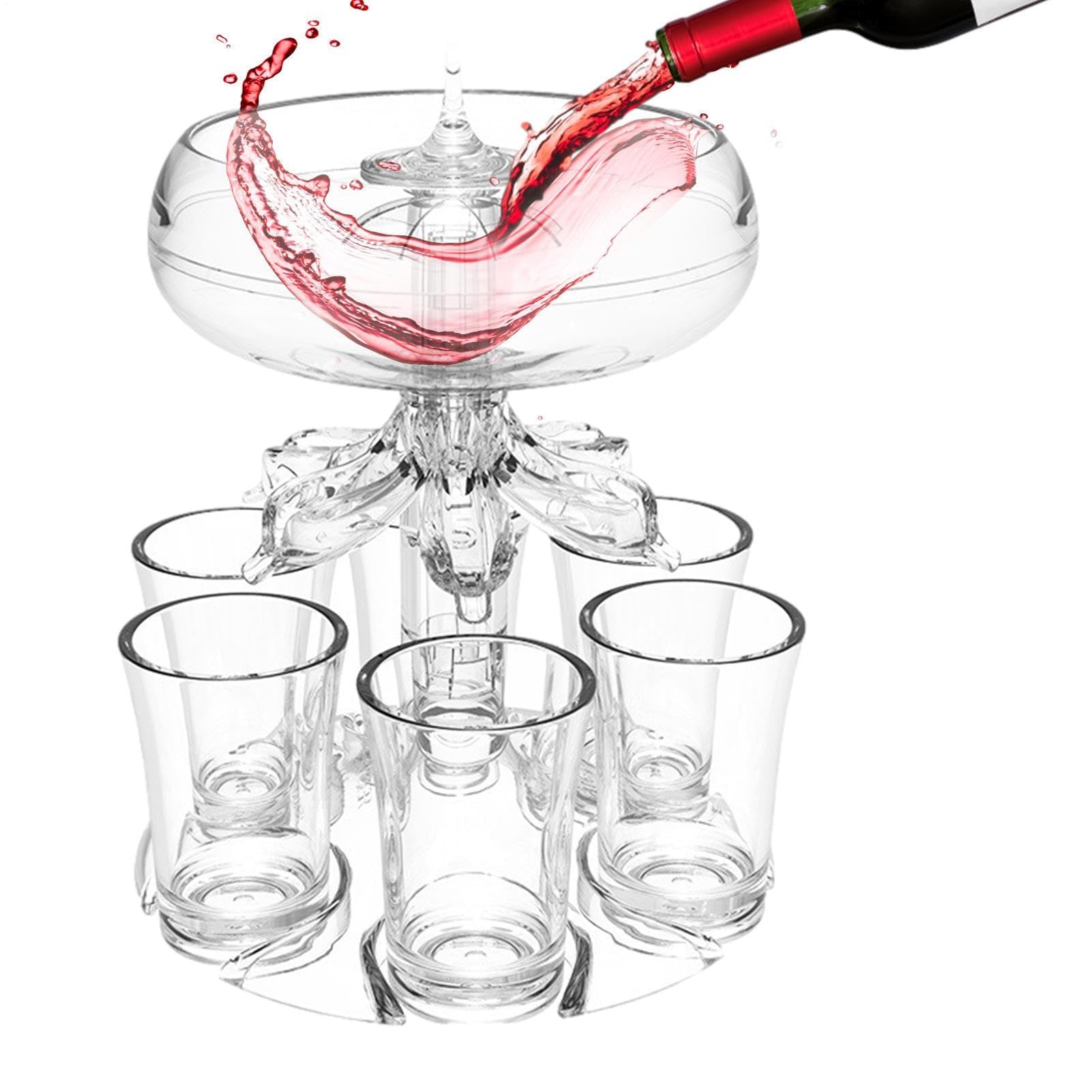 Distributeur de 6 verres à shot en acrylique transparent avec support de bar