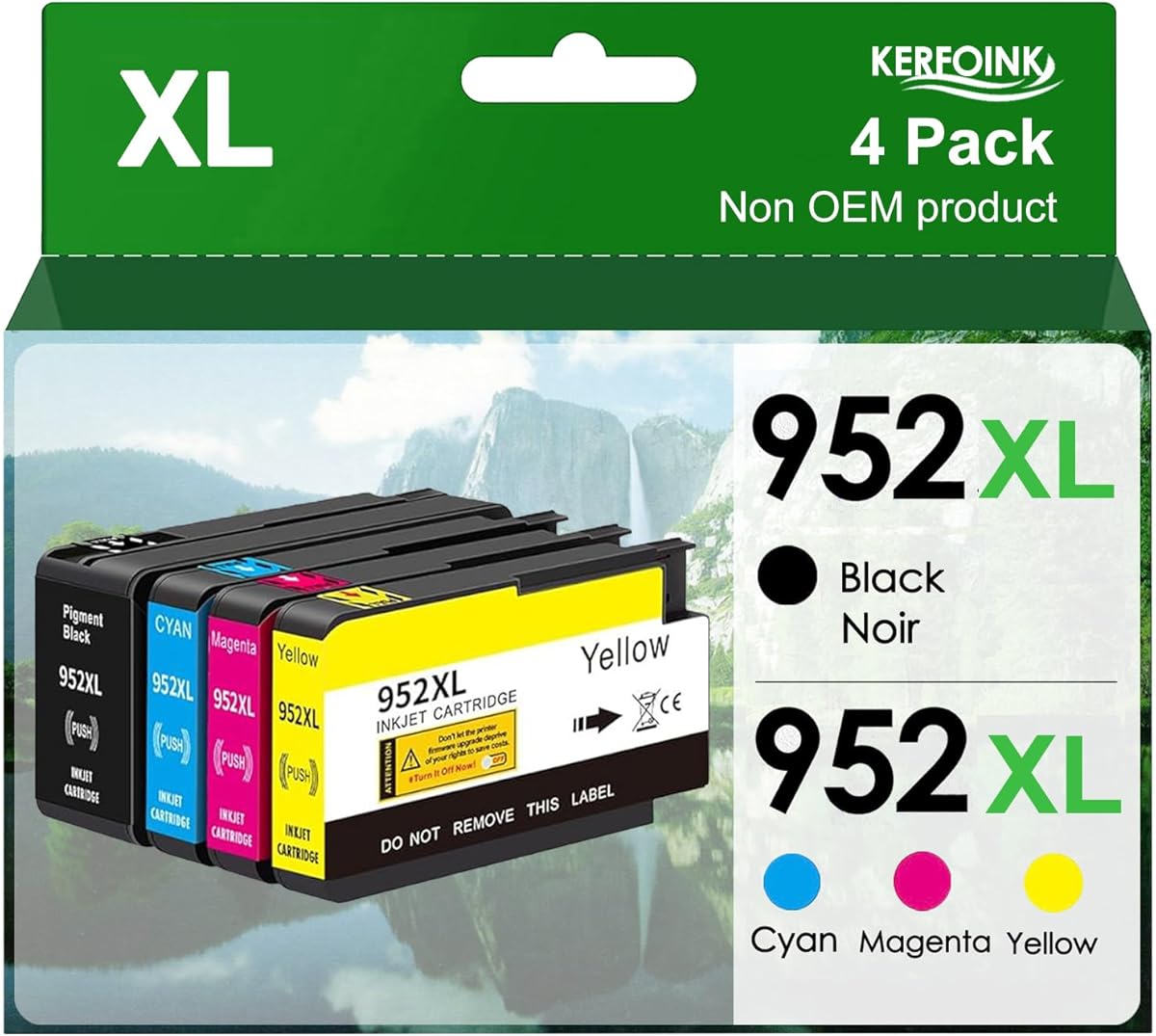 952XL Ink Cartridges Combo Pack 4 Pack Compatible for HP 952 952XL Ink Cartridges to use with HP Officejet Pro 8710 7740 8720 8210 8715 8740 8725 Printers (Black Cyan Magenta Yellow)