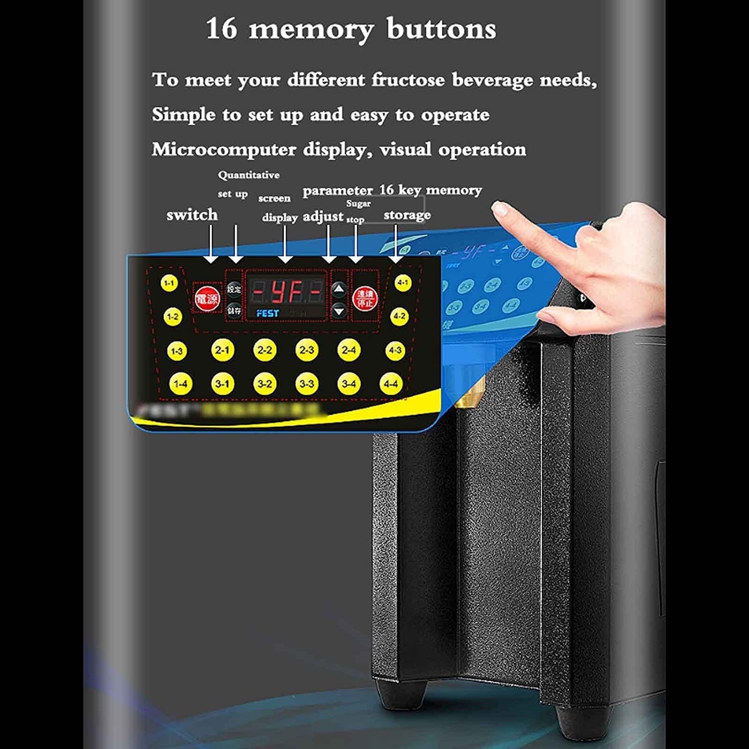 Dispenser Automatico di Fruttosio, Distributore Automatico di Sciroppo Commerciale Piccolo, Attrezzatura per Negozio di tè al Latte con Pulsante di Memoria 16 e Design a Temperatur