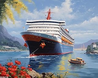 WUIVCTR Paint by Number Kits, Luxury Cruise Ship, Art Painting Supplies Include Brushes and Paints, 40x50cm, Without Frame