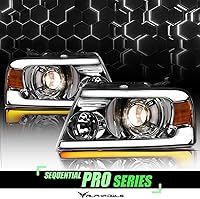 Vista 31 de Alpha Owls 8711378 Projector Headlights With Switchback Sequential LED Bar & Startup Light - Black Amber Fits 2004-2008 Ford F150 / 2006-2008