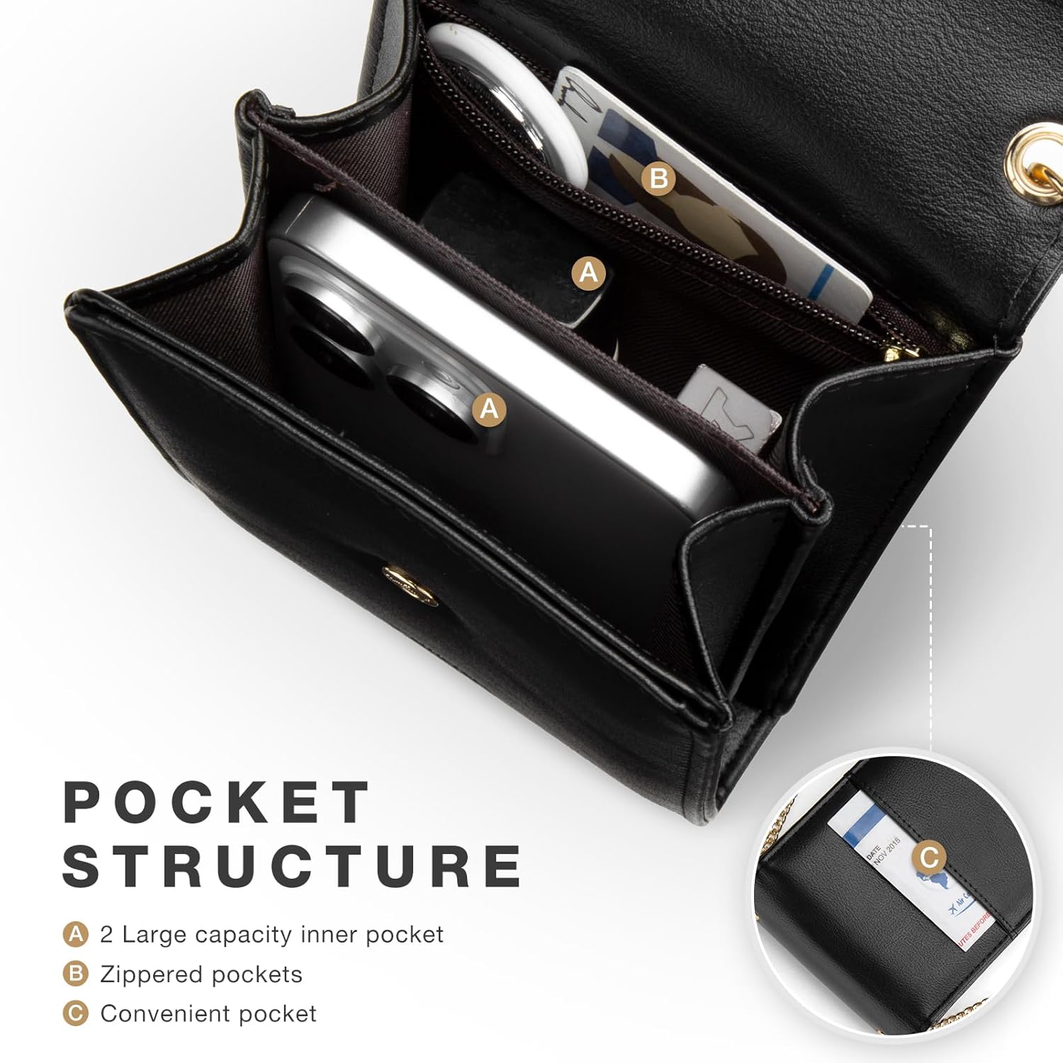 Vulkitty Cell Phone Purse with Crossbody Strap, Small Crossbody Purse for Women, Mobile Phone Bags, Leather Passport Bag - Image 3