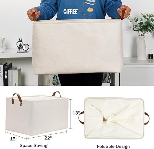 Vista 252 de DULLEMELO Canastas de almacenamiento pequeñas de 15 x 6 x 5.5 pulgadas, contenedores de almacenamiento de tela para tanque de inodoro
