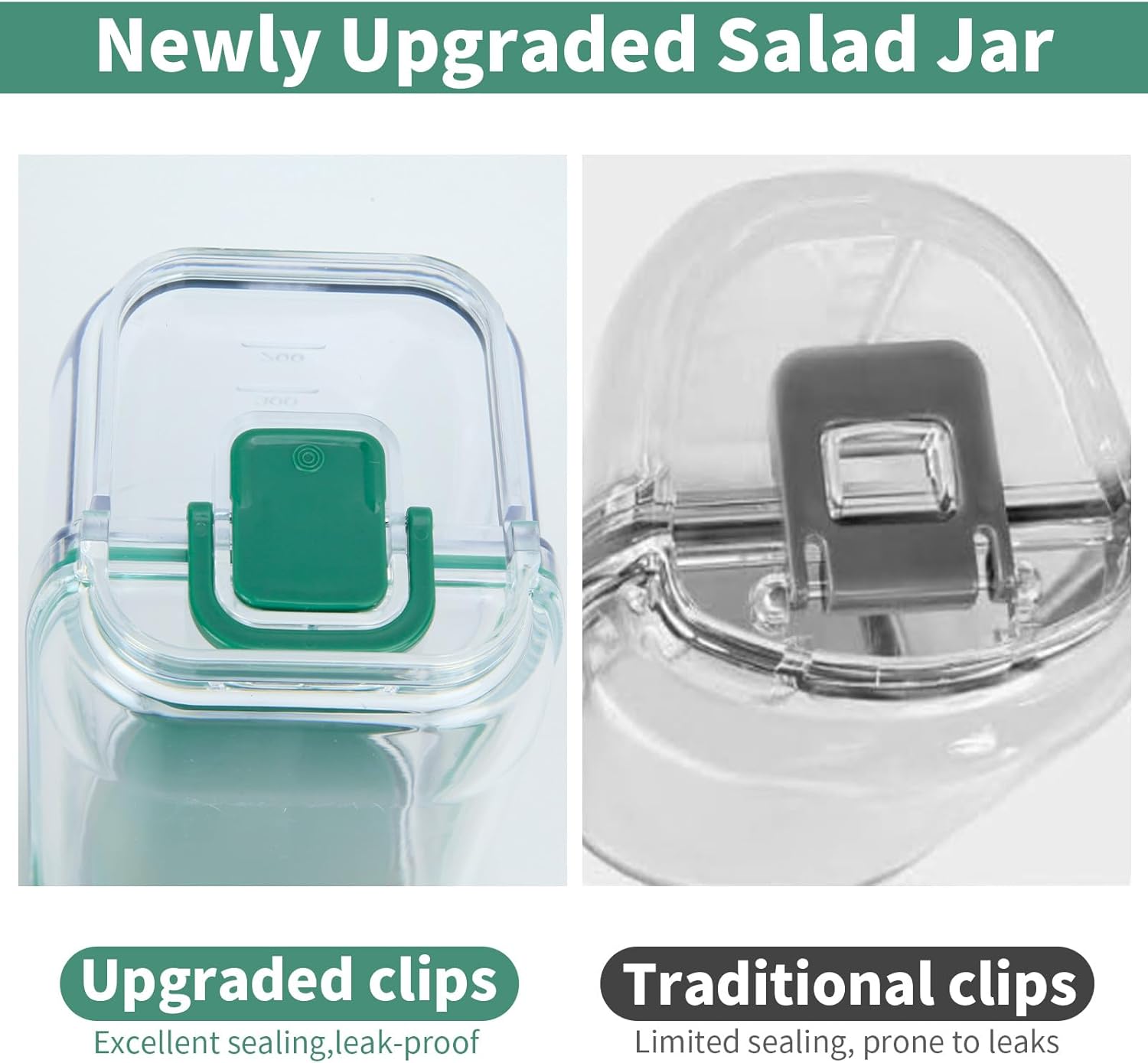 Leak-Proof 35oz Salad Jar, Leak-Proof Dressing Cup With Lid, Reusable BPA-Free Side-Opening Food Storage Container, For Office, Travel and Picnic,1 Ps (Green) - Image 7