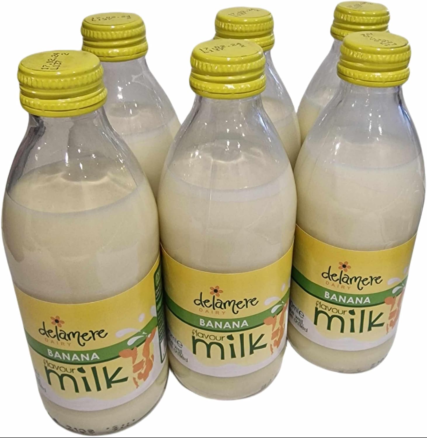 6x Delamere Dairy Flavoured Milk in Glass 240ml Bottles Banana