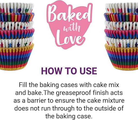 Baked with Love 50mm Pastel Rainbow Cupcake Cases - 300 Pack