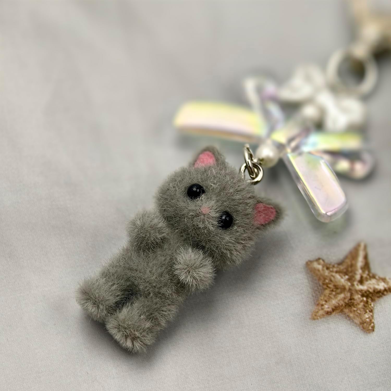 AGEN KGEN Cute Keychain Charms, Fuzzy Cat Decor Gifts for Women Gifts Bags Purses, Y2K Kawaii Bag Charm image 4