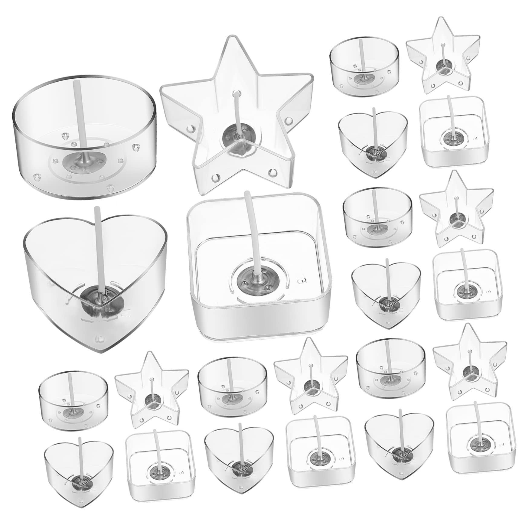 SHINEOFI Set de Portavelas y Alta Transparencia Base Estable Transparentes de Plástico con Mechas para Hacer Velas Artesanales Adecuado para Manualidades de Velas