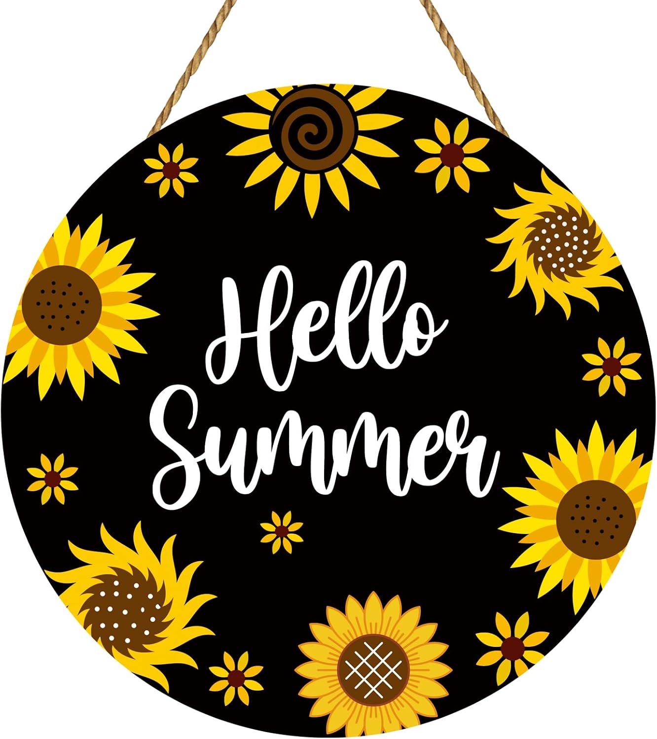 Sunflower Decor Summer Decorations for Home Hello Summer Door Decor Sunflower Wreath Hanging Sign Wooden Wreaths for Front Door Hanger for Office Porch Wall Indoor Home Decorations