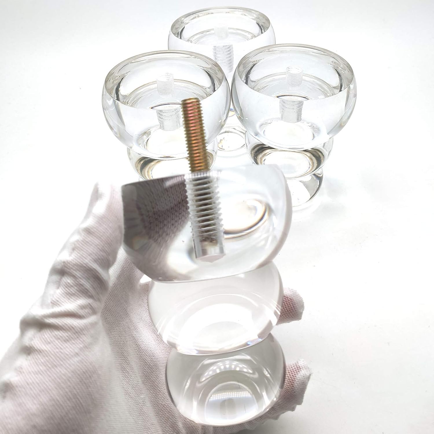 Acrylic Lucite Furniture Legs for Sofa, Cabinet Risers Feet 5.12" Furniture Foot Gourd Shape Legs for Furniture Legs with 5/16 Hanger Bolt & T-Nut Modern Table Legs,4-Pack